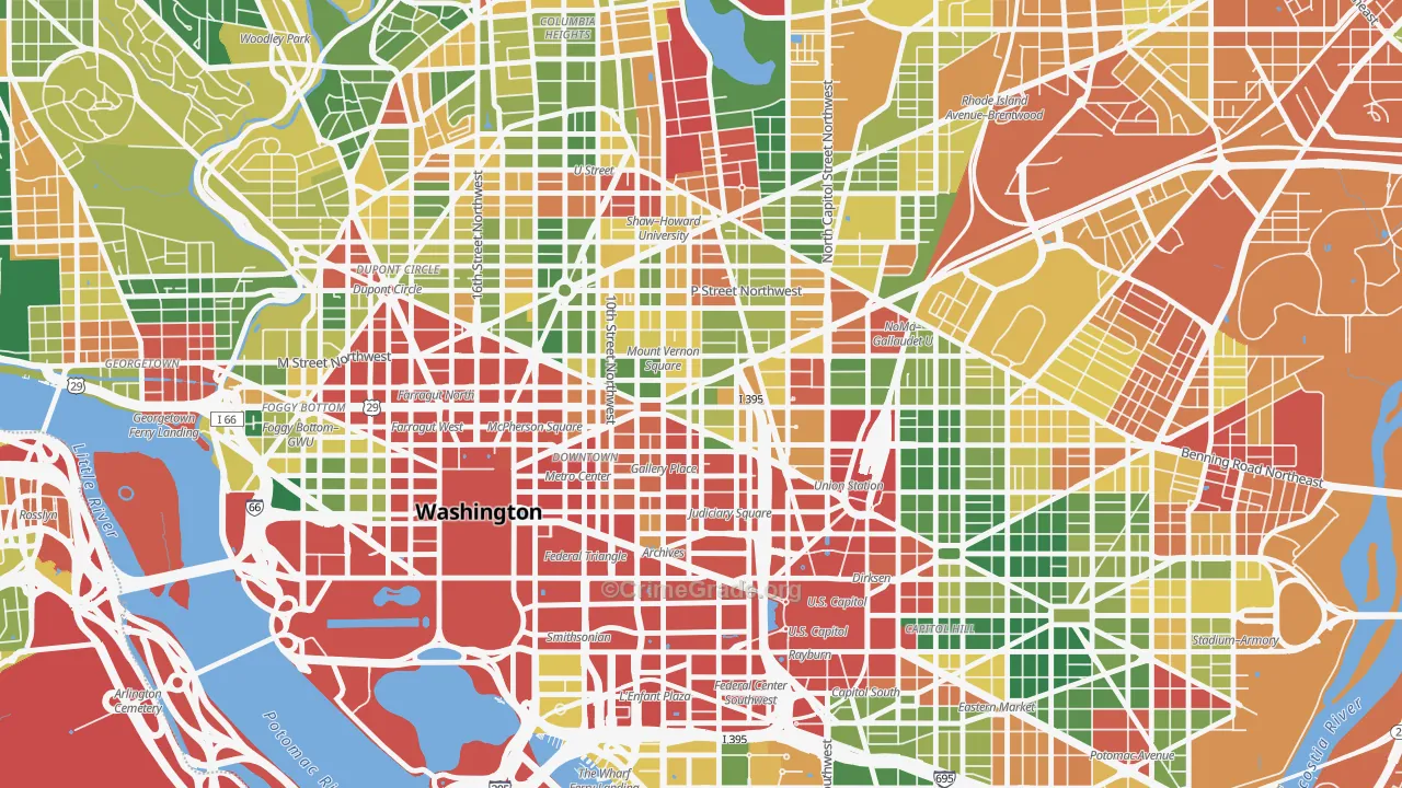 Mt Vernon Square, Washington, DC Map of Assault Rates