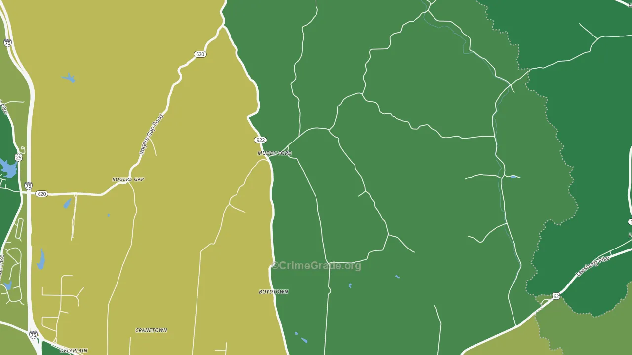 Muddy Ford, KY Map of Assault Rates