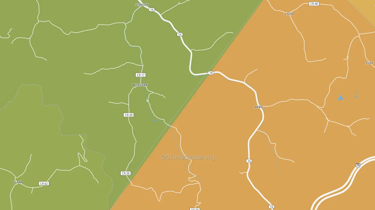 Mudfork, WV Map of Assault Rates
