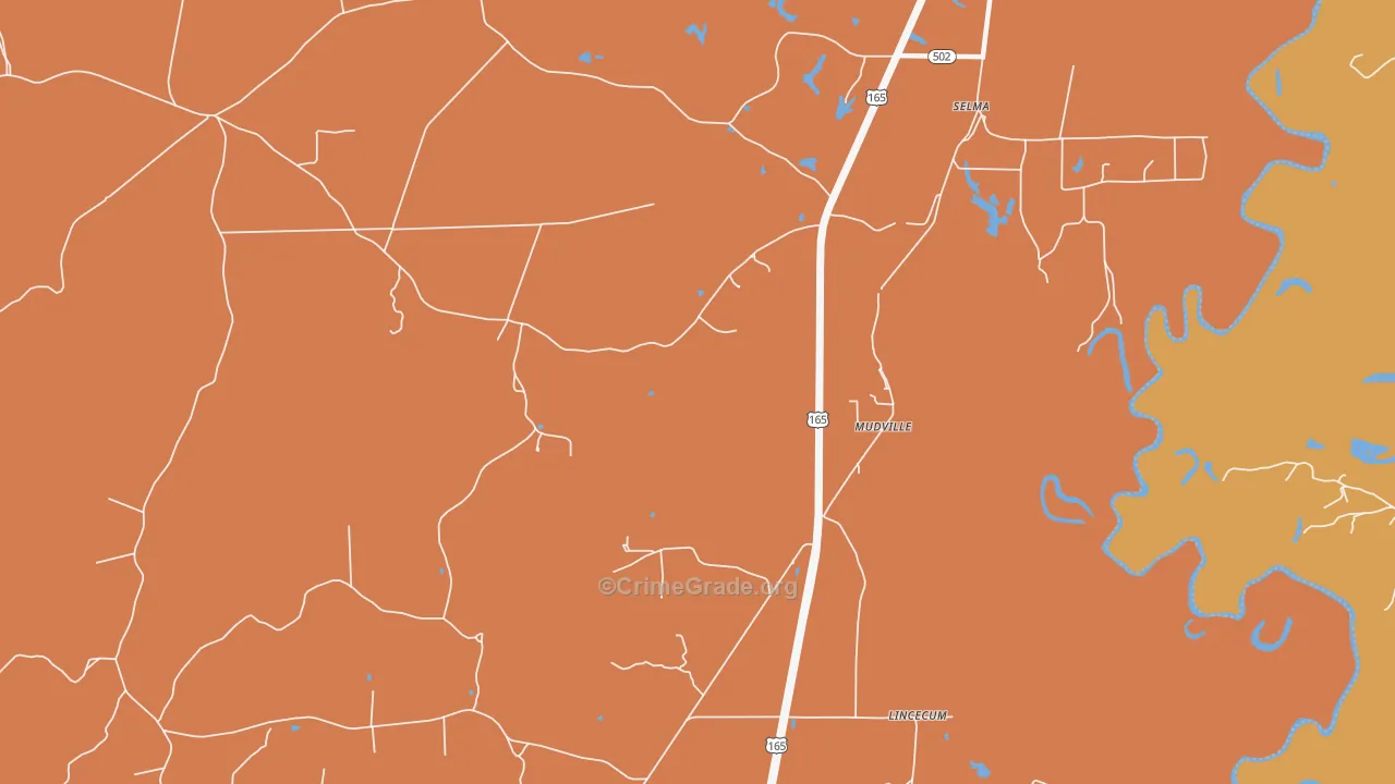 Mudville, LA Map of Assault Rates