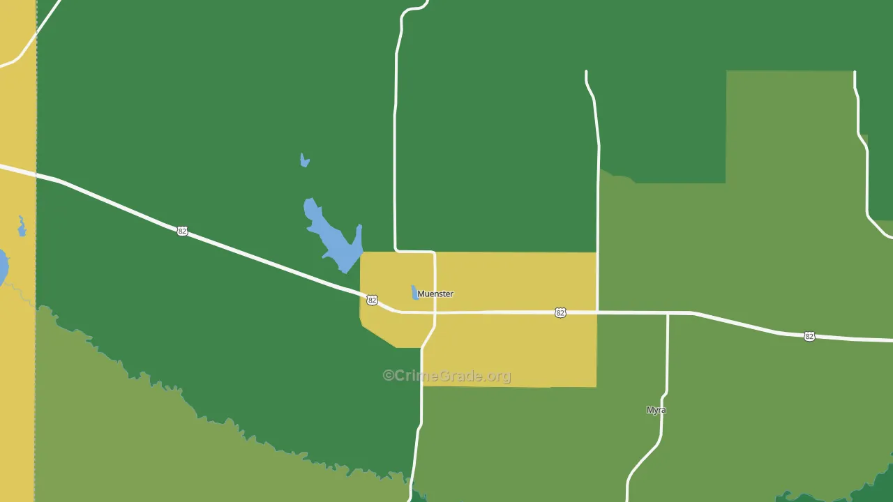 Muenster, TX Map of Assault Rates