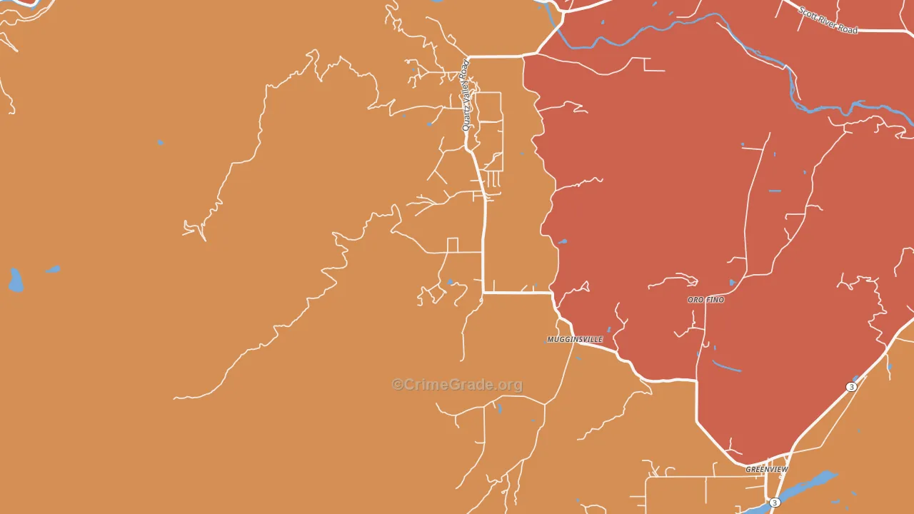 Mugginsville, CA Map of Assault Rates