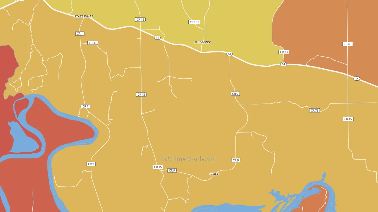Mulberry, AL Map of Assault Rates