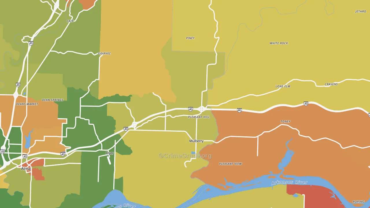 Mulberry, AR Map of Assault Rates