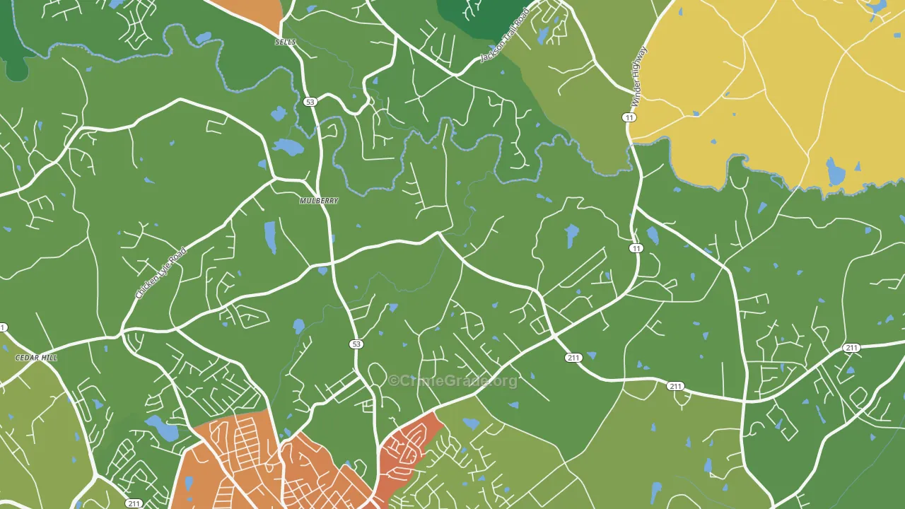 Mulberry, GA Map of Assault Rates