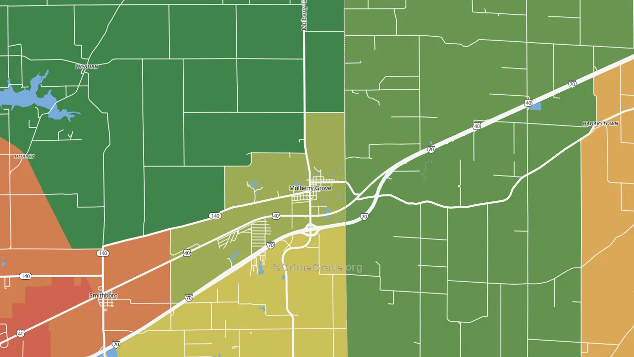 Mulberry Grove, IL Map of Assault Rates