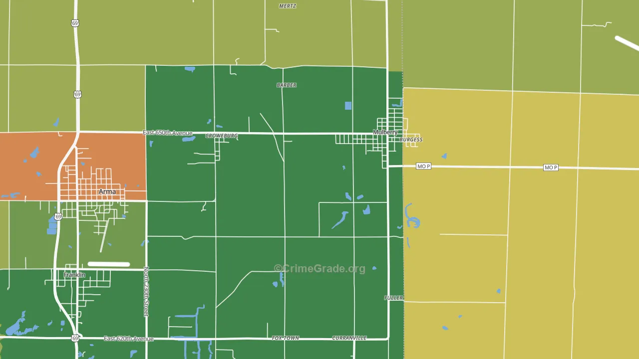 Mulberry, KS Map of Assault Rates