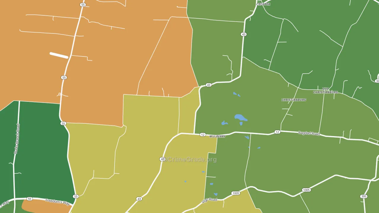 Mulberry, KY Map of Assault Rates