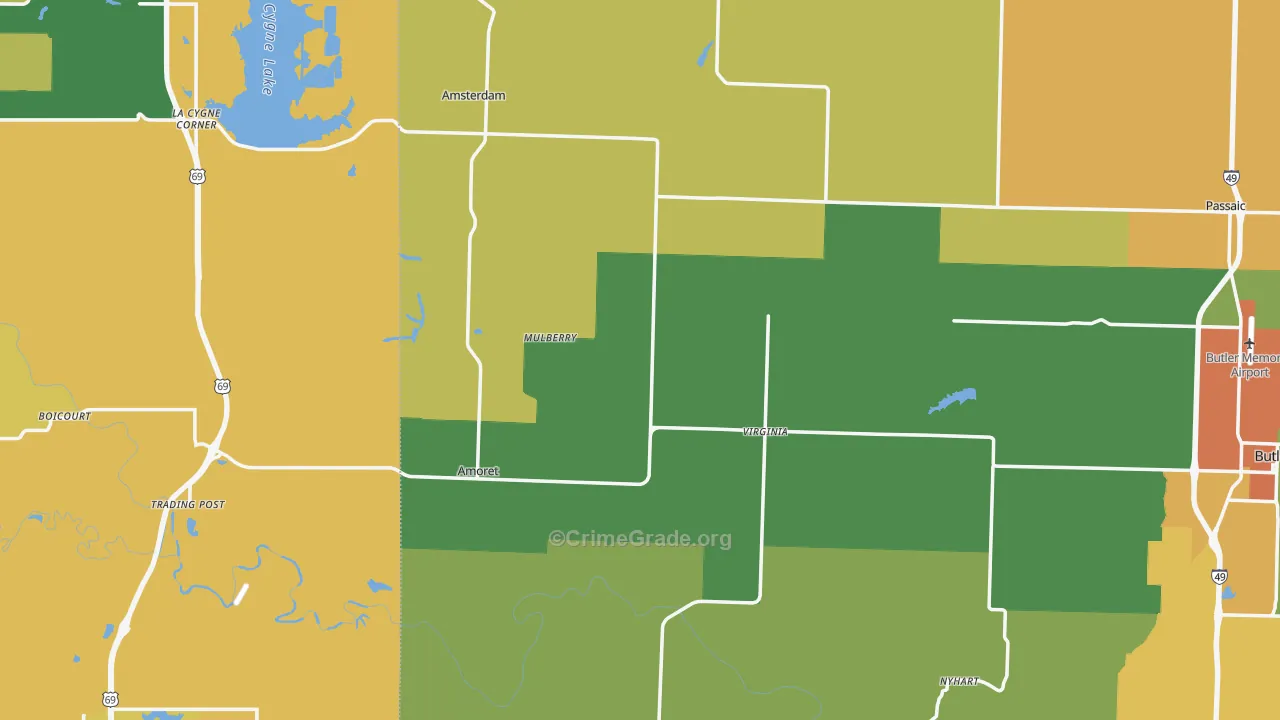 Mulberry, MO Map of Assault Rates