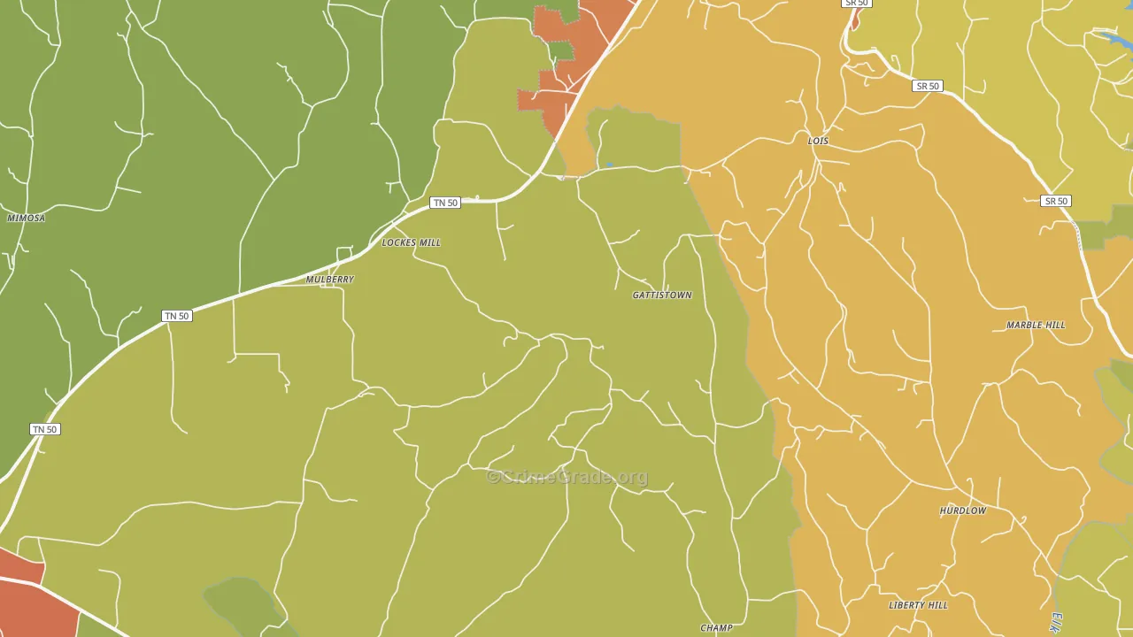 Mulberry, TN Map of Assault Rates