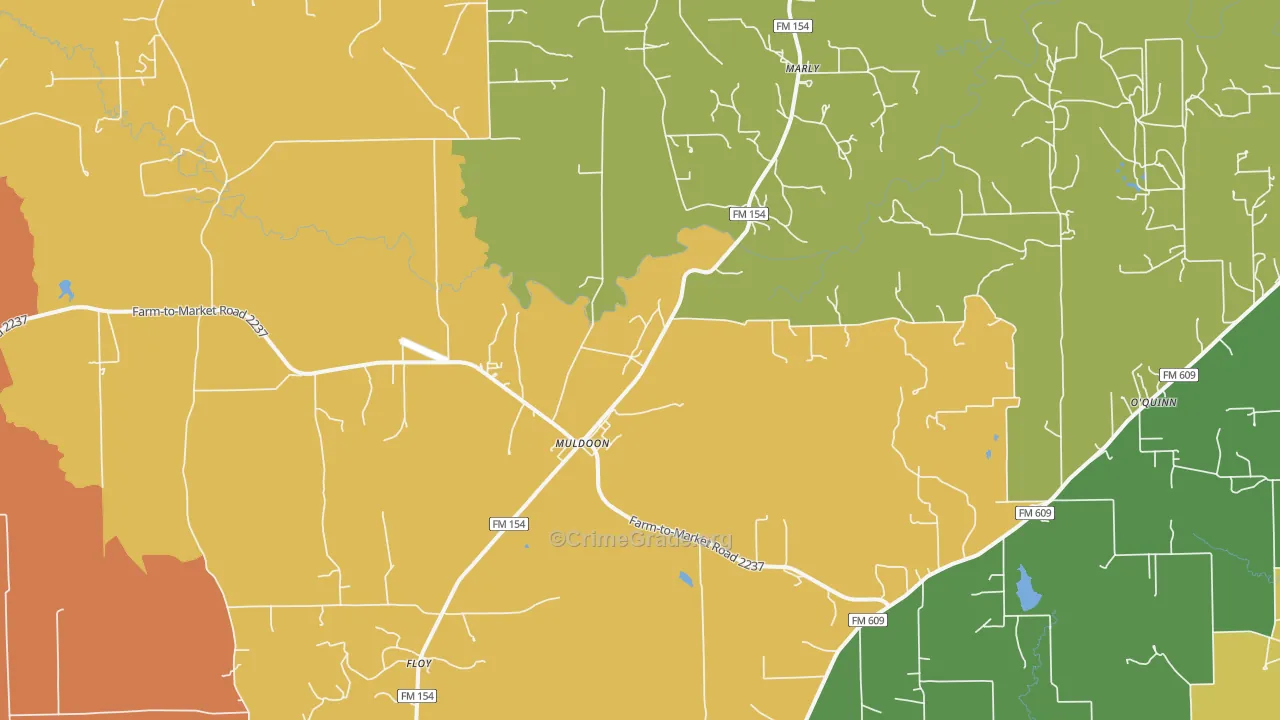 Muldoon, TX Map of Assault Rates