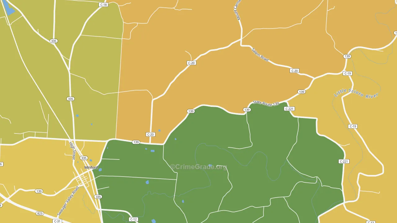 Mule Town, OH Map of Assault Rates