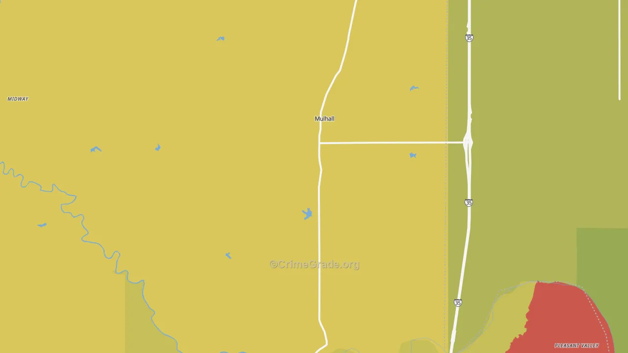 Mulhall, OK Map of Assault Rates