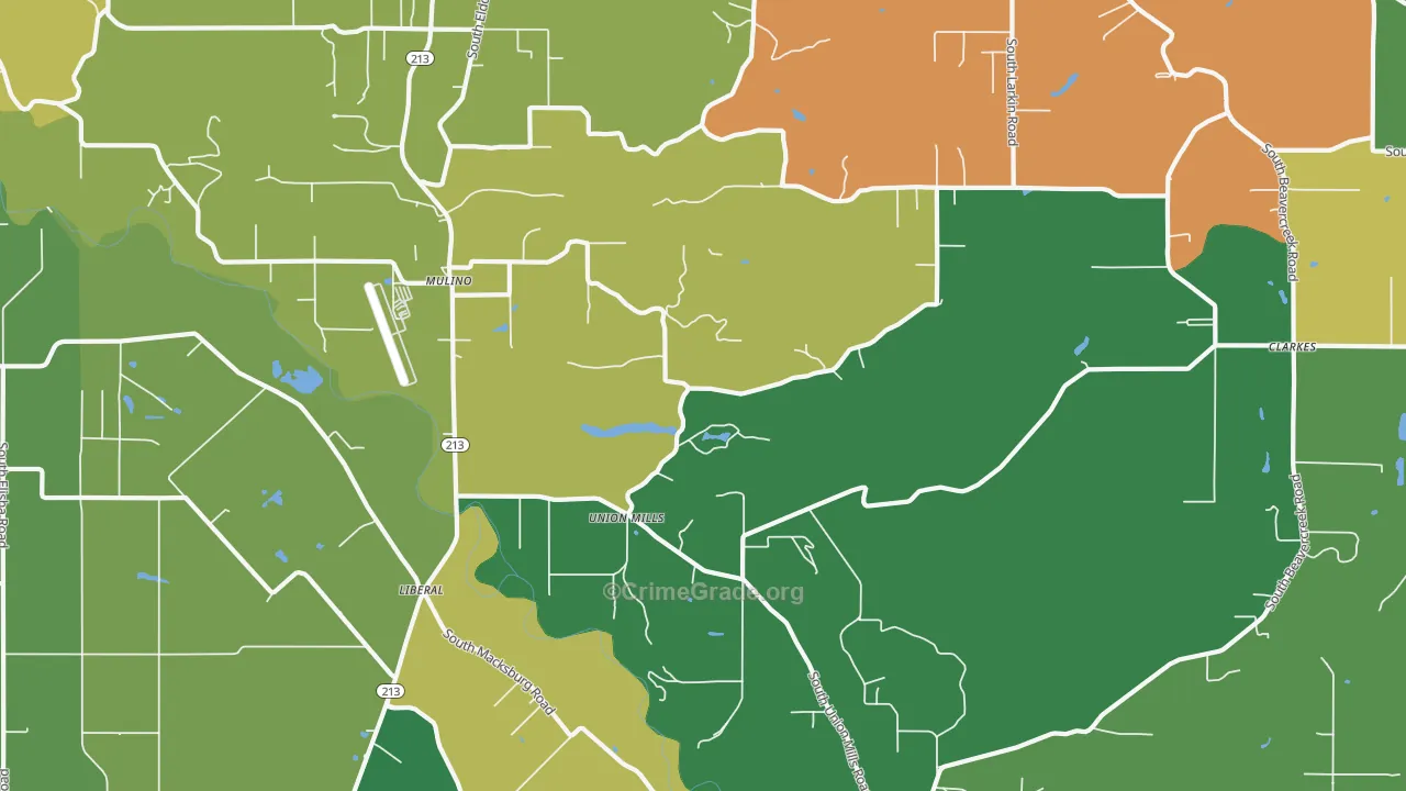 Mulino, OR Map of Assault Rates