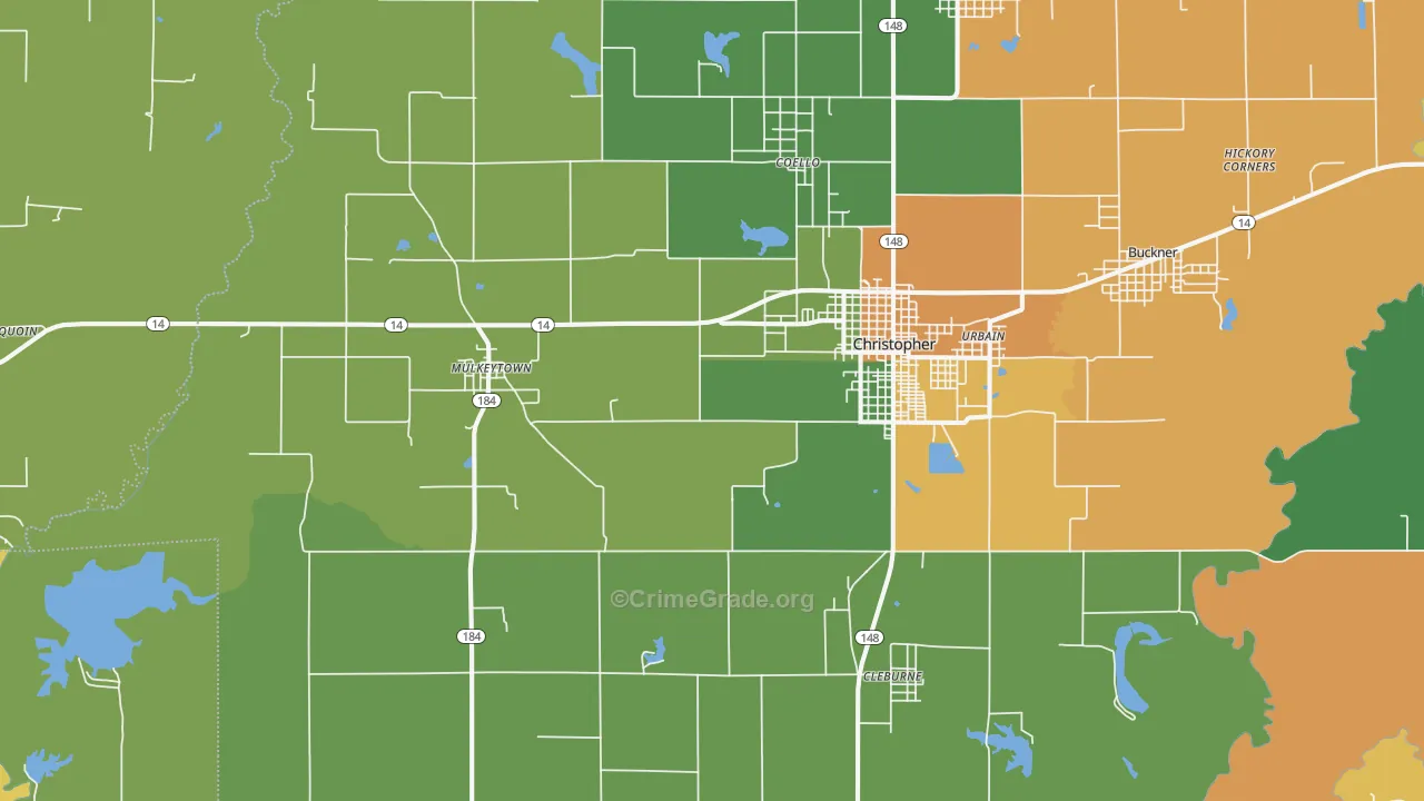 Mulkeytown, IL Map of Assault Rates