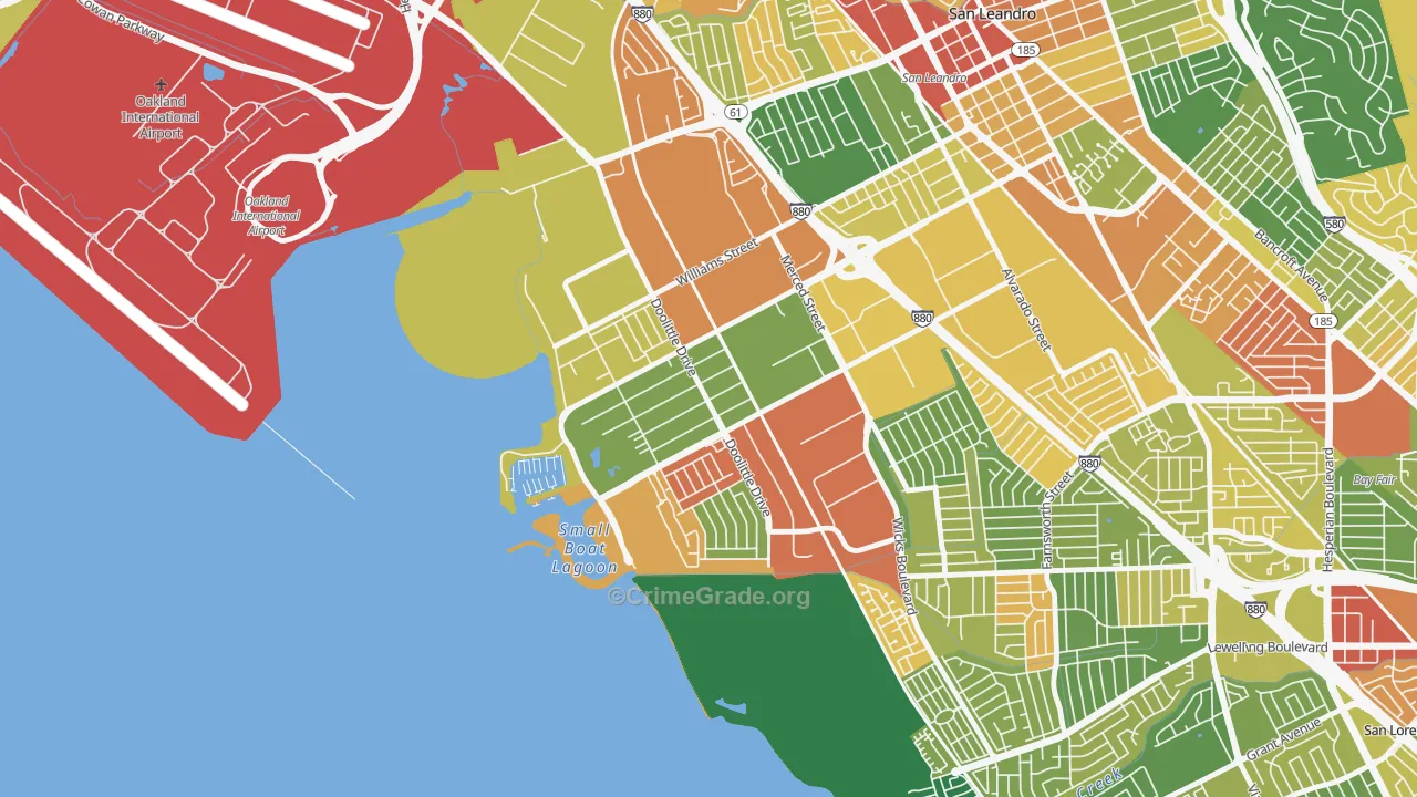 Mullford Gardens, San Leandro, CA Map of Assault Rates