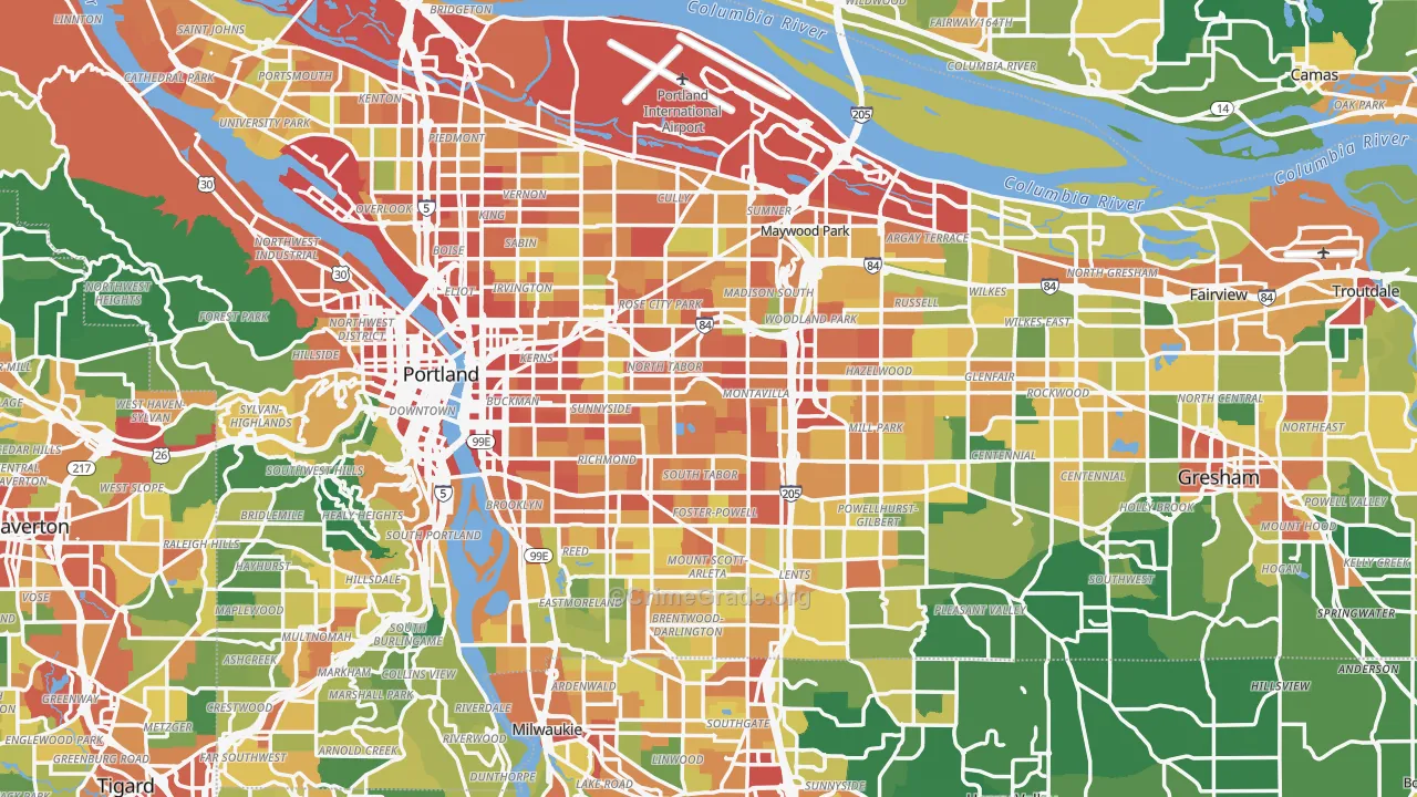 Multnomah County, OR Map of Assault Rates