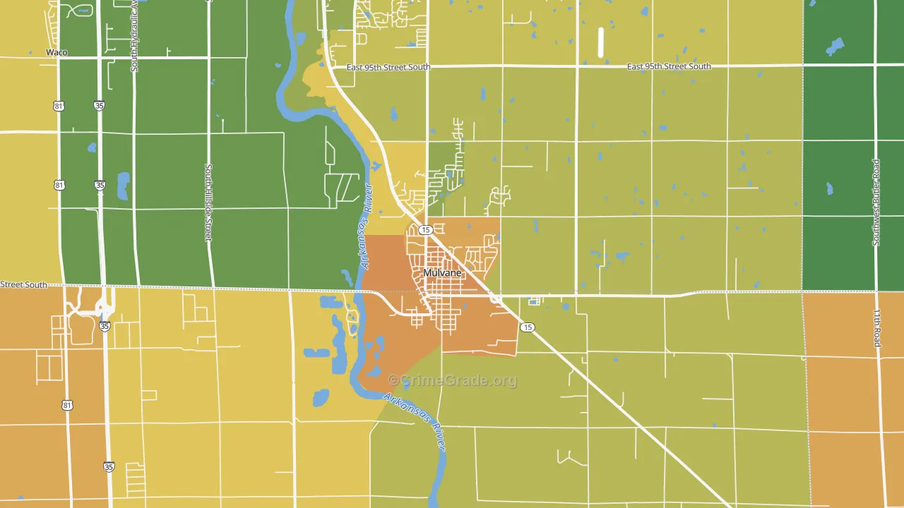 Mulvane, KS Map of Assault Rates