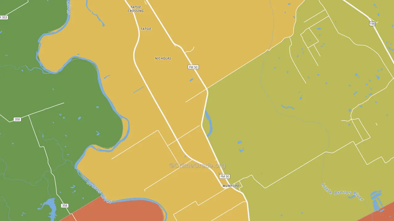 Mumford, TX Map of Assault Rates