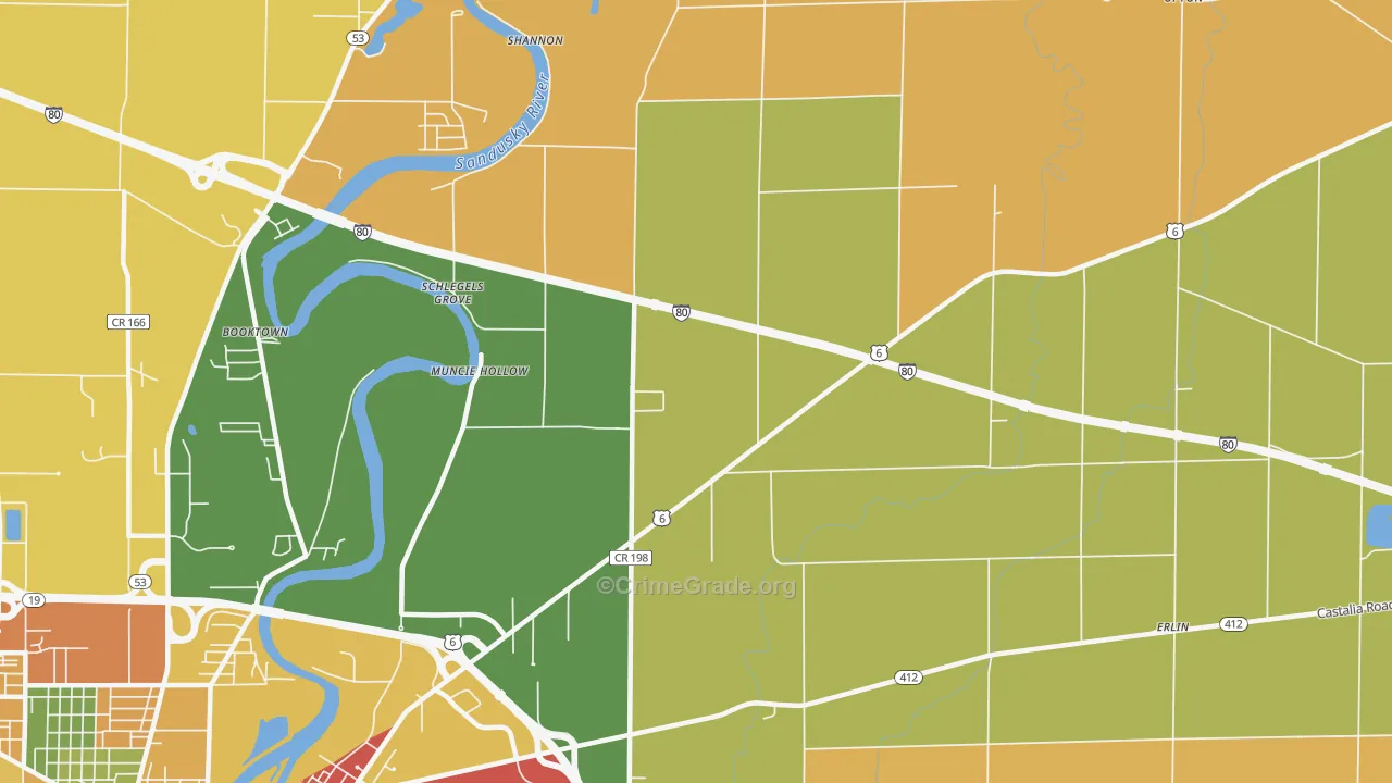 Muncie Hollow, OH Map of Assault Rates