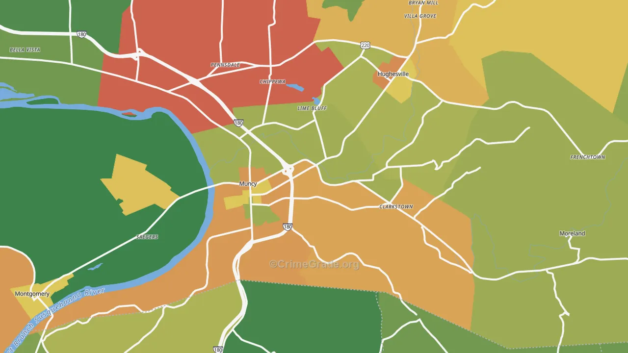 Muncy, PA Map of Assault Rates