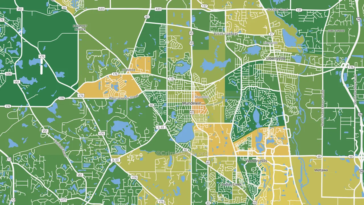 Mundelein, IL Map of Assault Rates