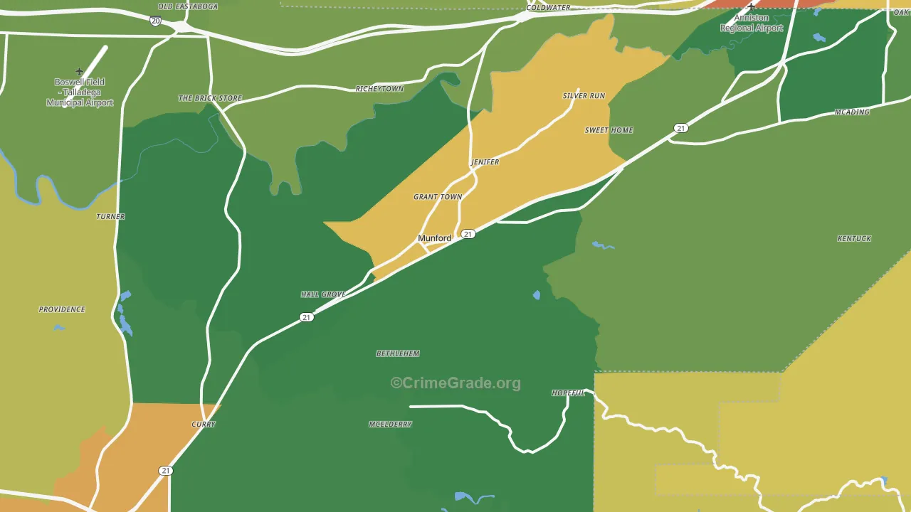 Munford, AL Map of Assault Rates