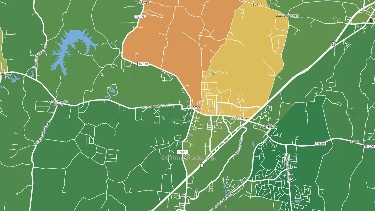 Munford, TN Map of Assault Rates