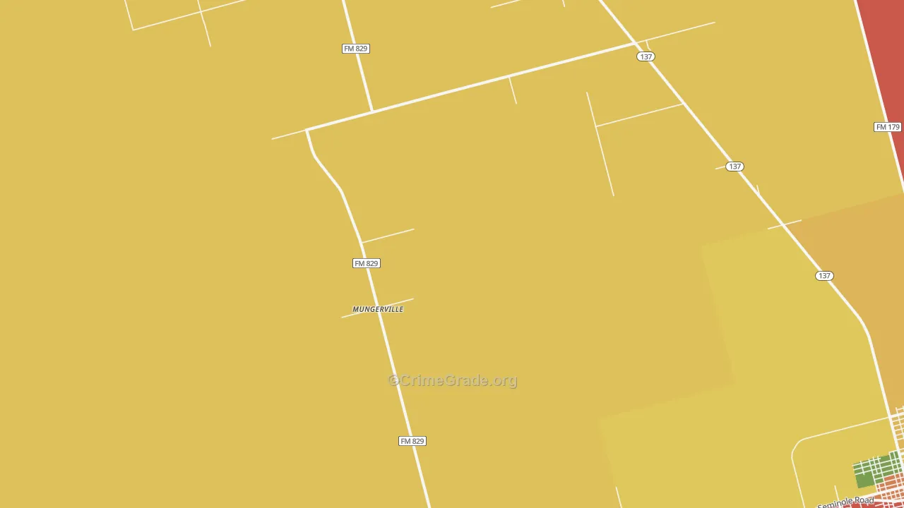 Mungerville, TX Map of Assault Rates