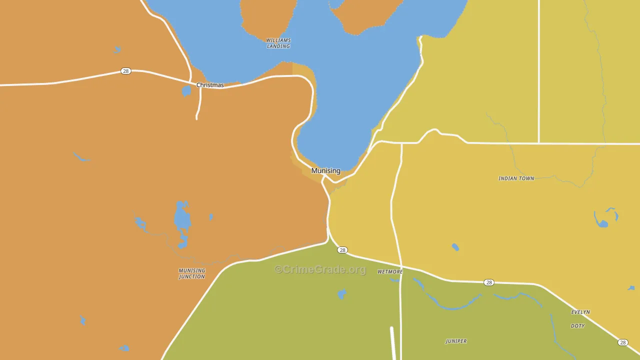 Munising, MI Map of Assault Rates