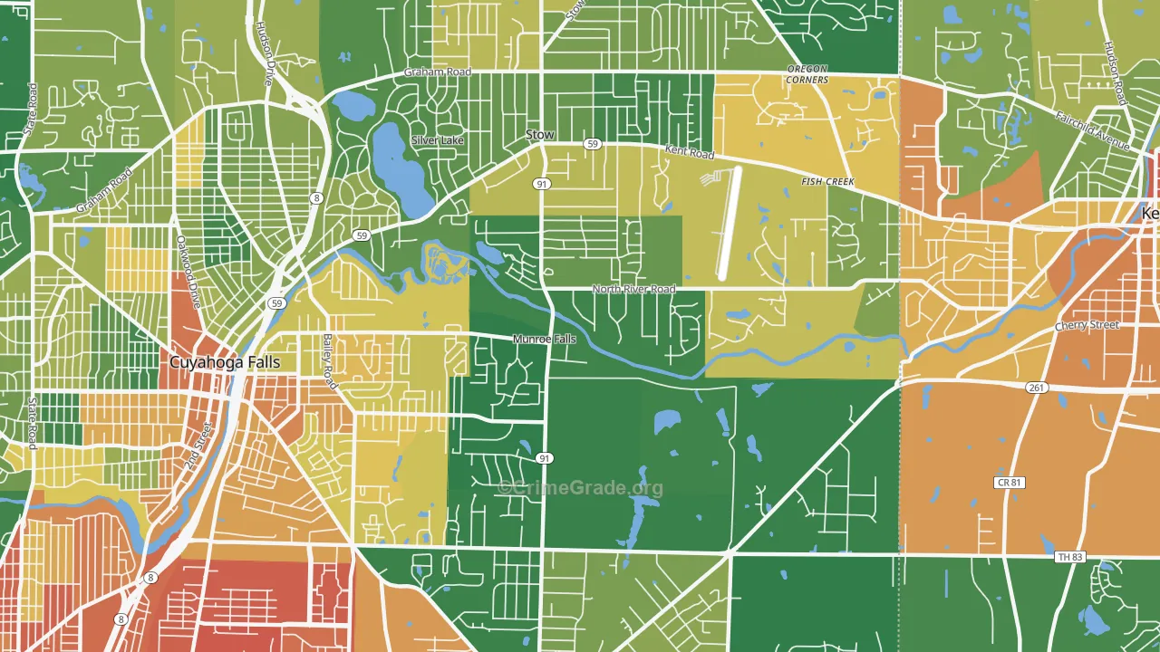Munroe Falls, OH Map of Assault Rates