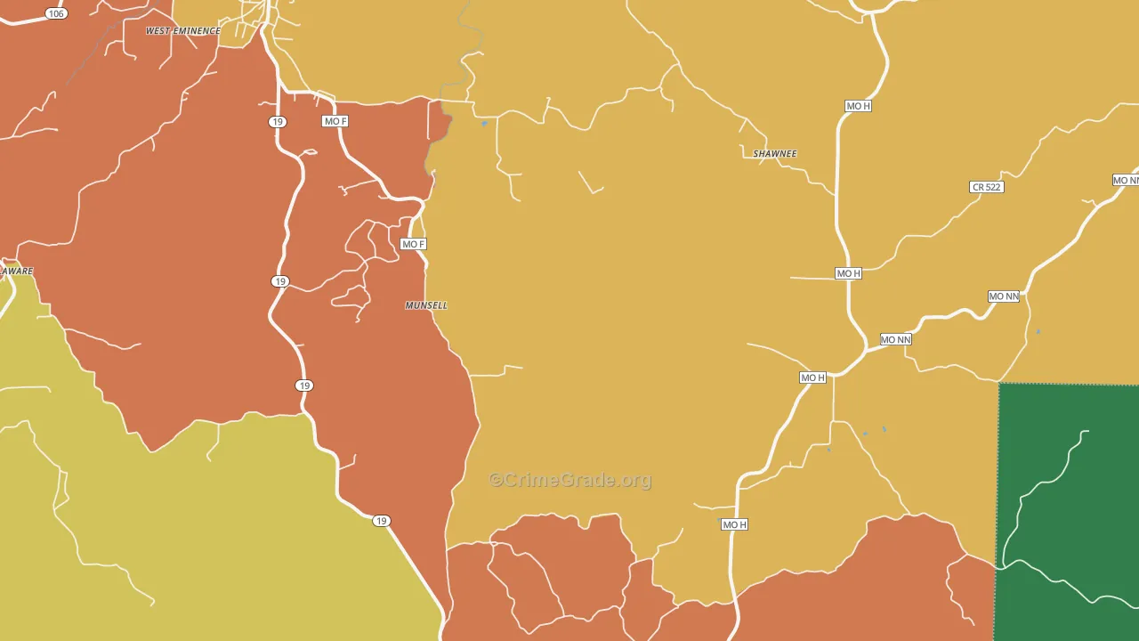 Munsell, MO Map of Assault Rates
