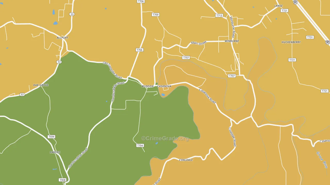 Munson, PA Map of Assault Rates