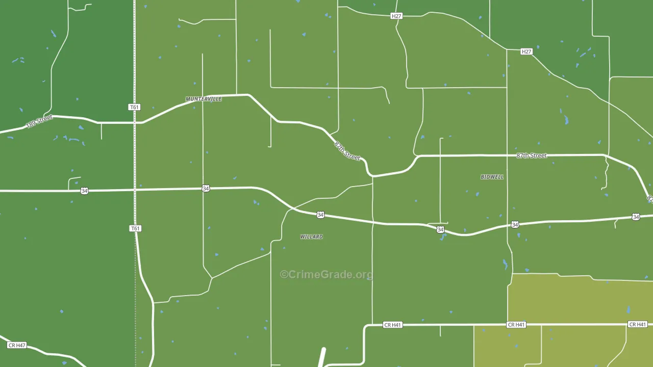 Munterville, IA Map of Assault Rates