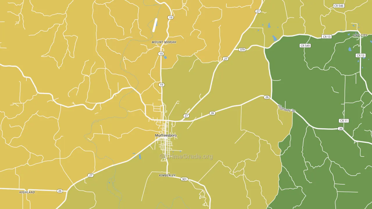 Murfreesboro, AR Map of Assault Rates