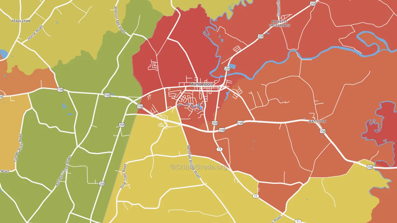 Murfreesboro, NC Map of Assault Rates