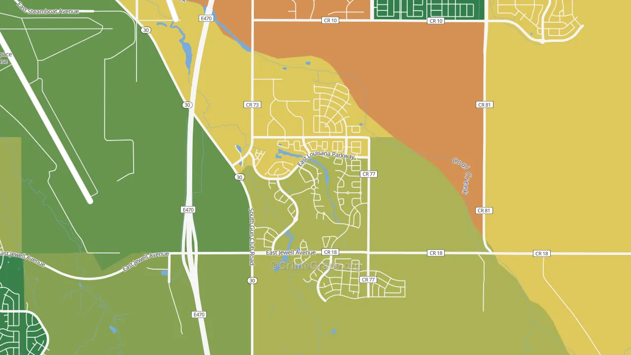 Murphy Creek, Aurora, CO Map of Assault Rates