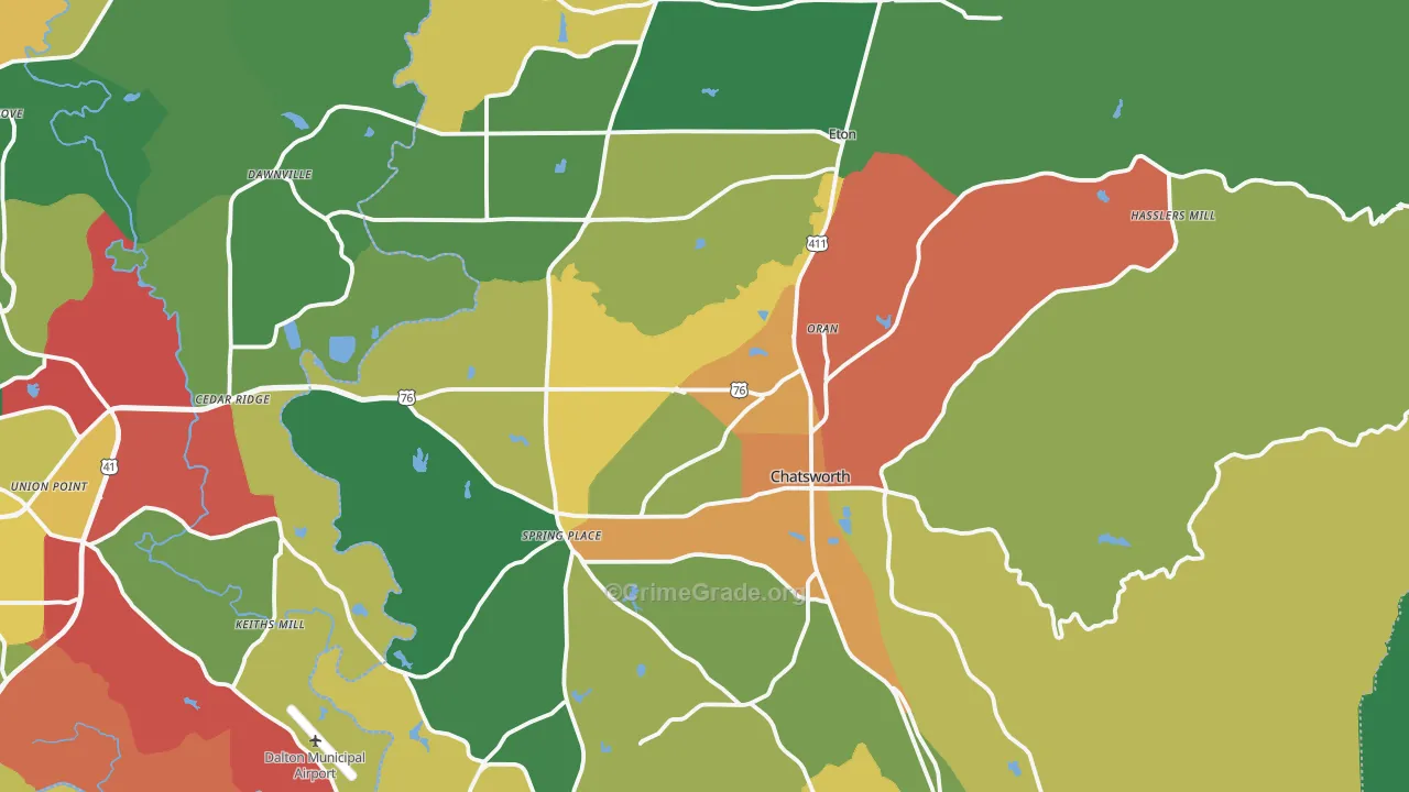 Murray County, GA Map of Assault Rates