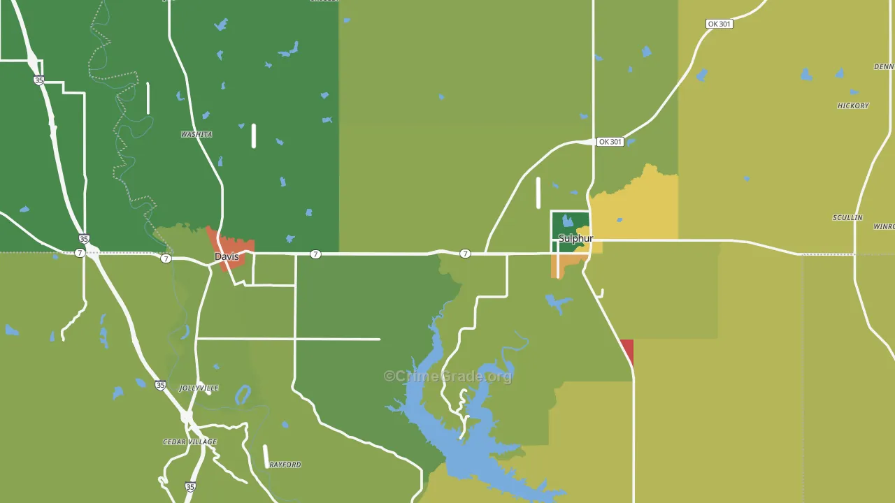 Murray County, OK Map of Assault Rates