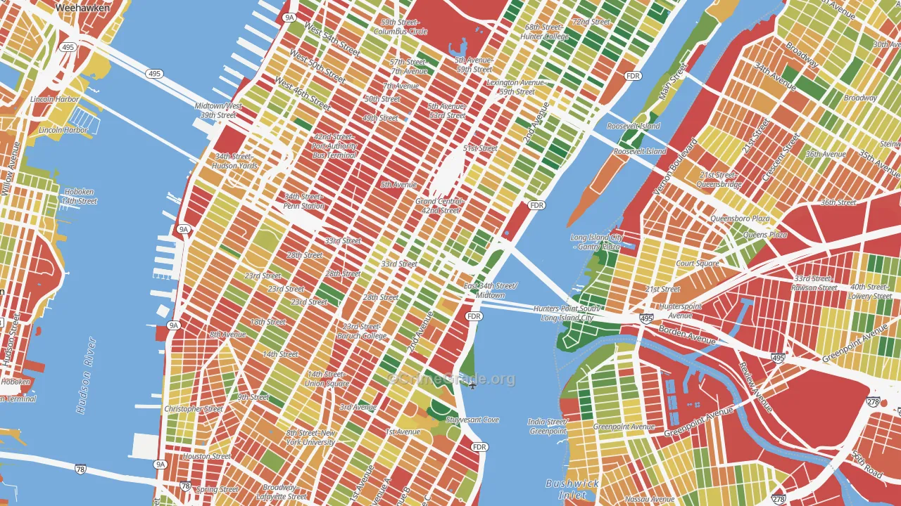 Murray Hill, Manhattan, NY Map of Assault Rates