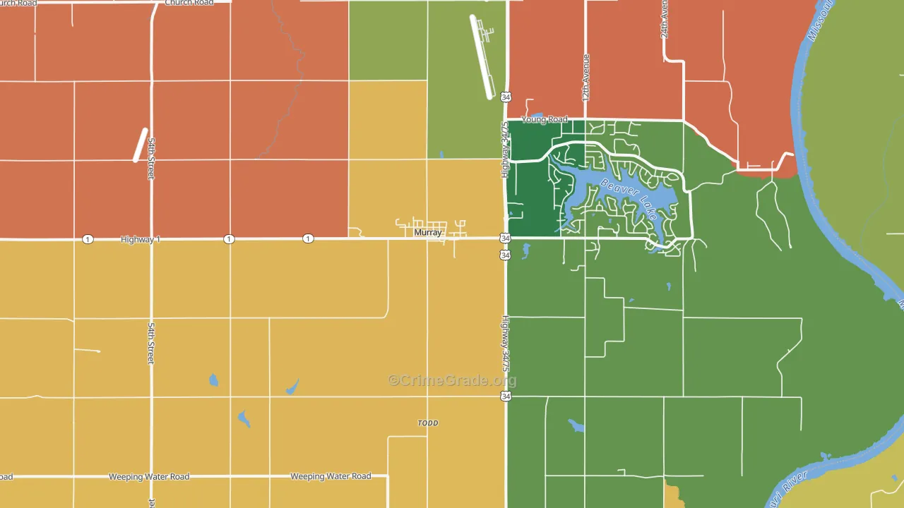 Murray, NE Map of Assault Rates