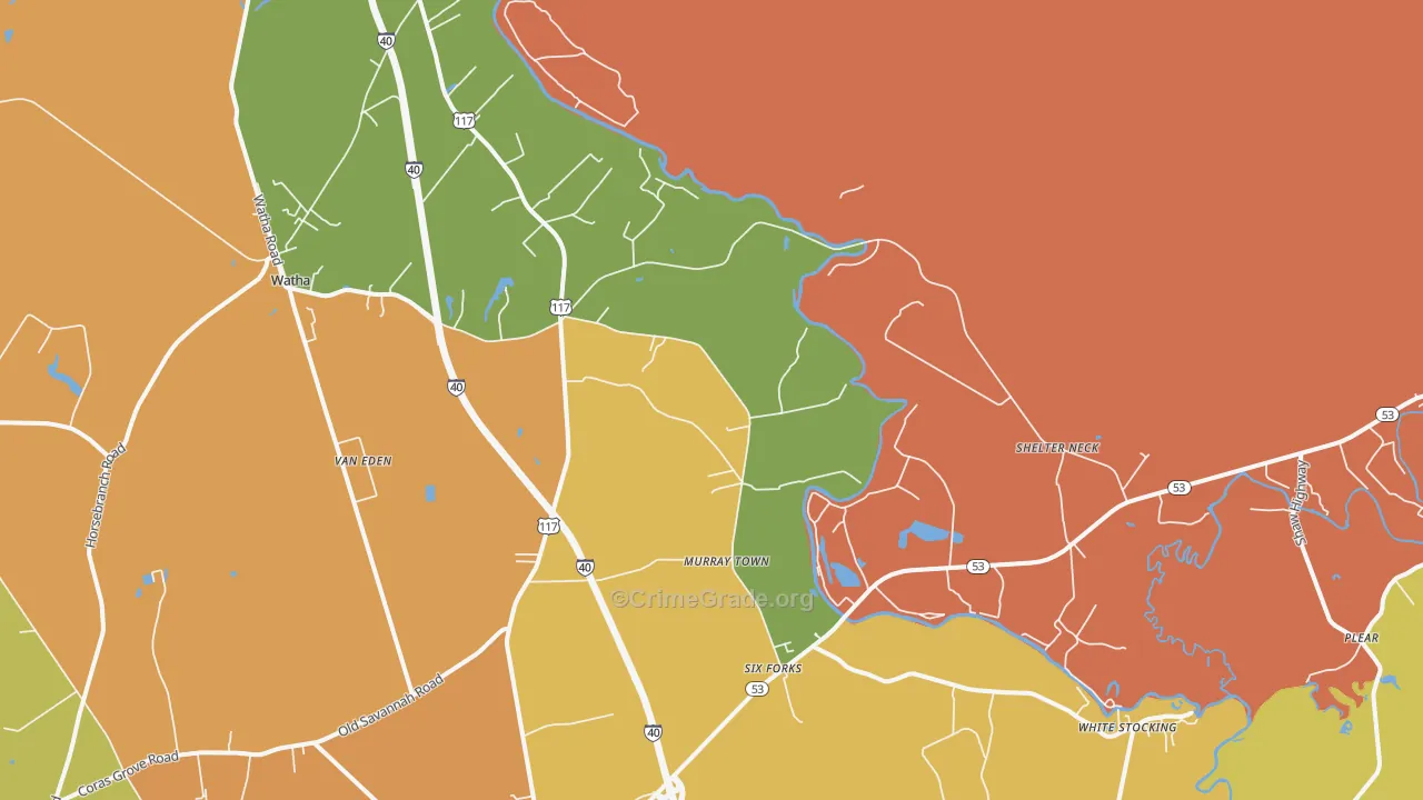 Murray Town, NC Map of Assault Rates