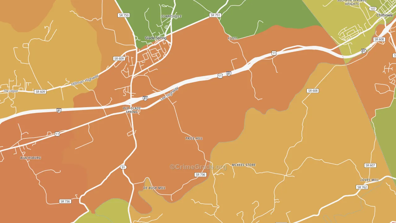 Murrayfield, VA Map of Assault Rates