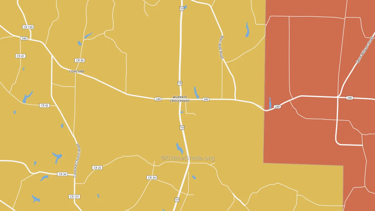 Murrays Crossroads, GA Map of Assault Rates