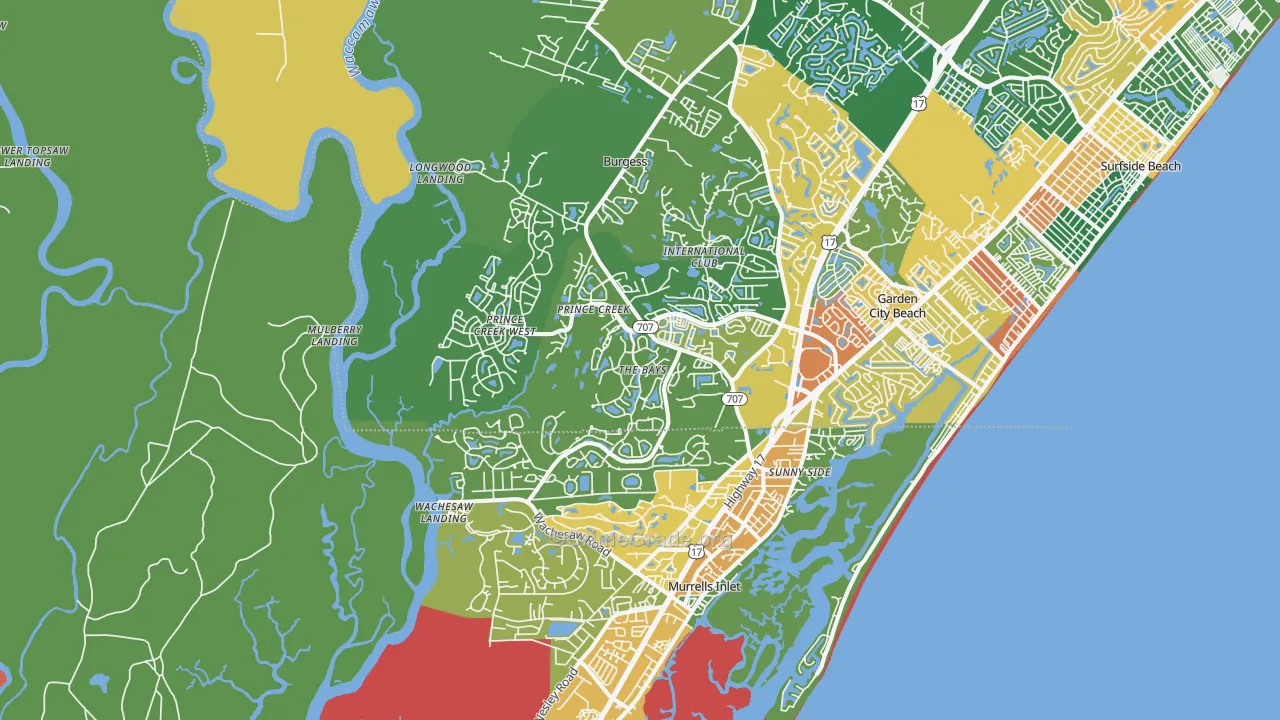 Murrells Inlet, SC Map of Assault Rates