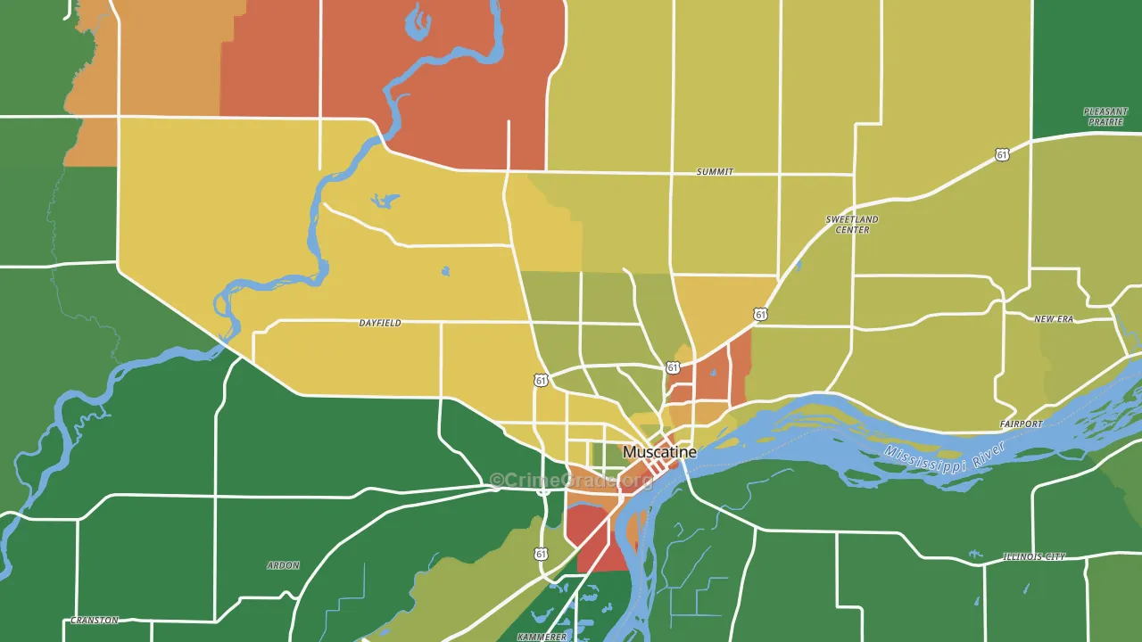 Muscatine County, IA Map of Assault Rates