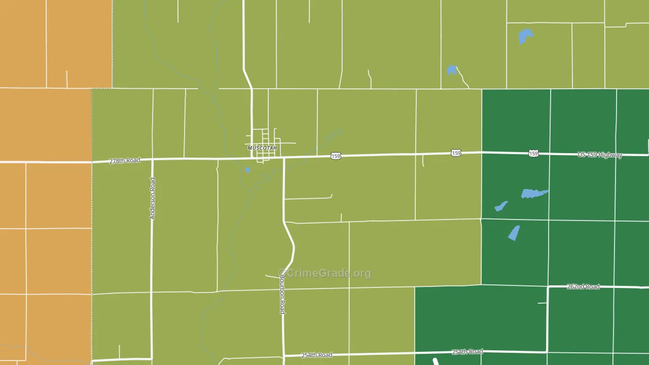 Muscotah, KS Map of Assault Rates