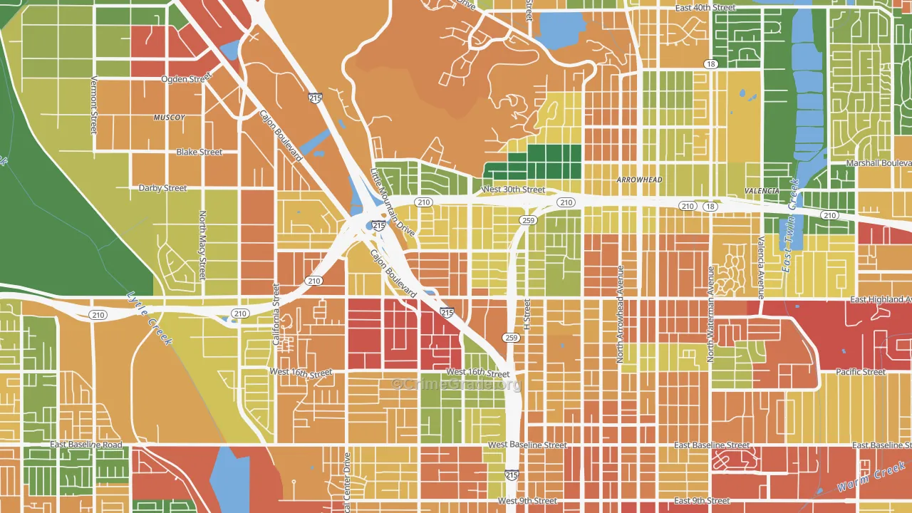Muscupiabe, San Bernardino, CA Map of Assault Rates