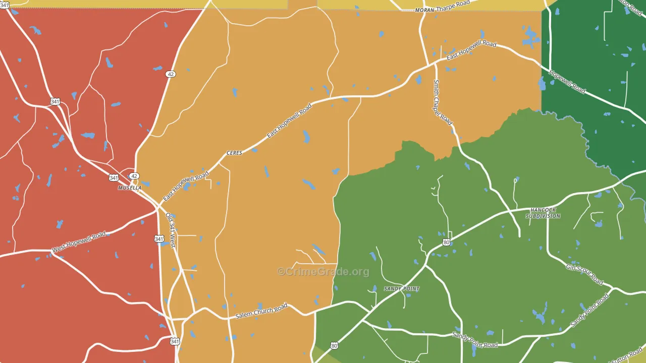 Musella, GA Map of Assault Rates