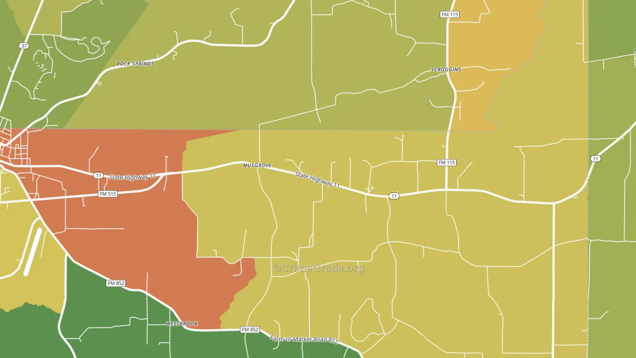 Musgrove, TX Map of Assault Rates